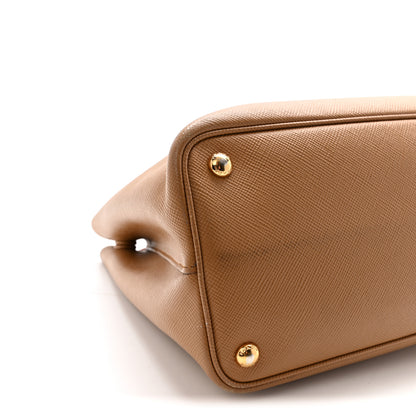 Prada Saffiano Cuir Medium Double Handle Bag Caramel Fuoco 9 of 10