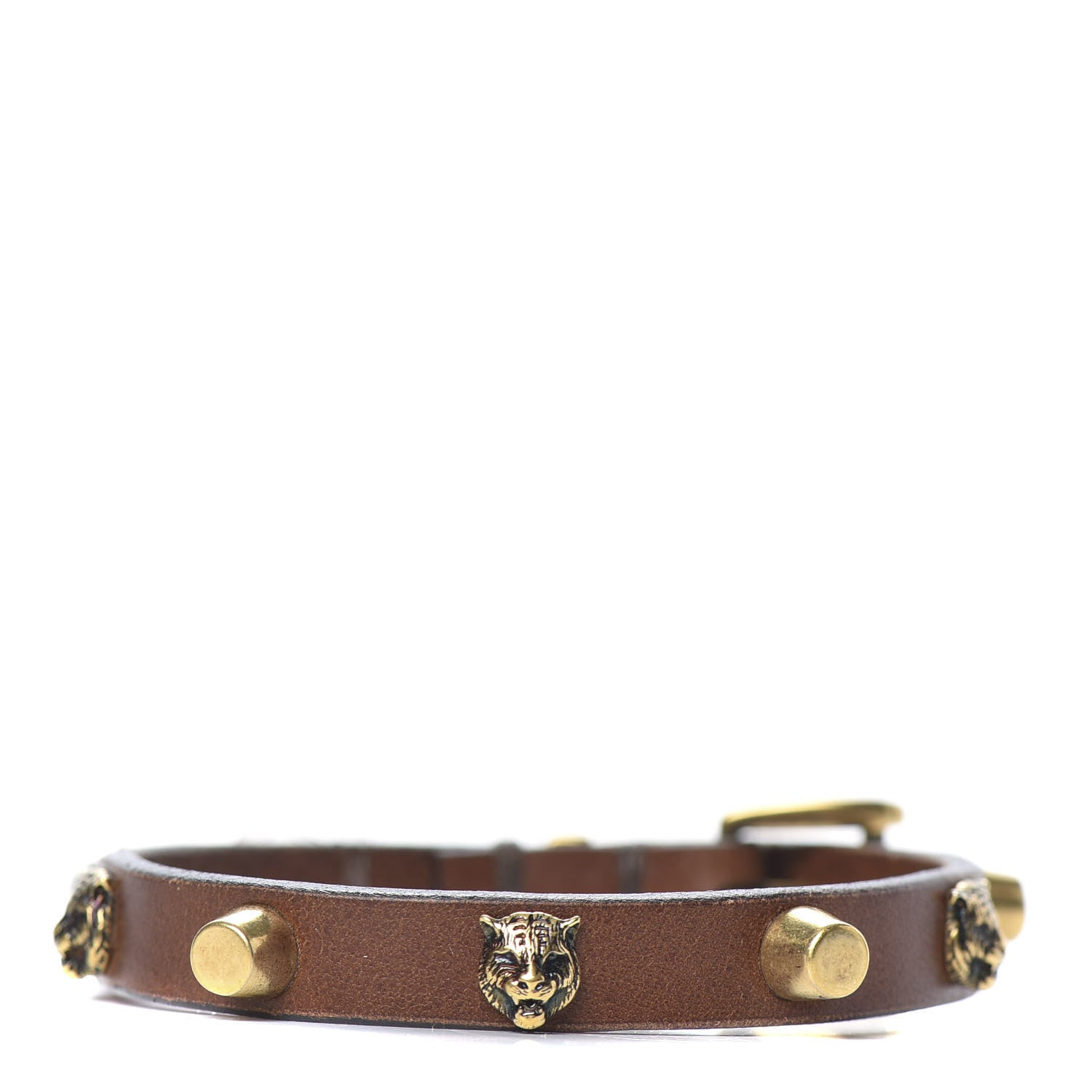 Gucci Calfskin Feline Heads Bracelet Brown 1 of 5