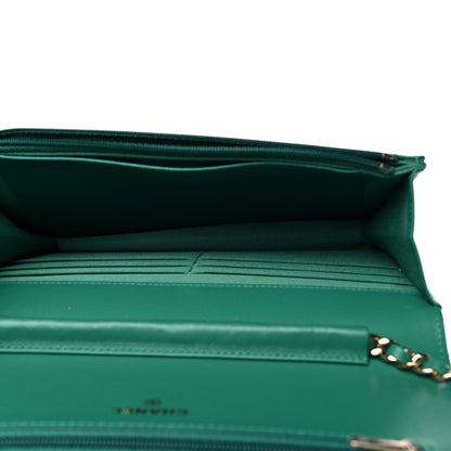 Chanel Lambskin Quilted Wallet On Chain WOC Green 4 of 10