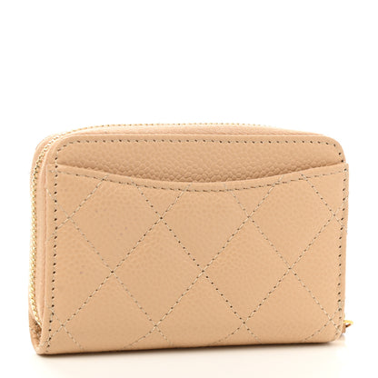 Chanel Caviar Quilted Zip Around Coin Purse Beige 3 of 8