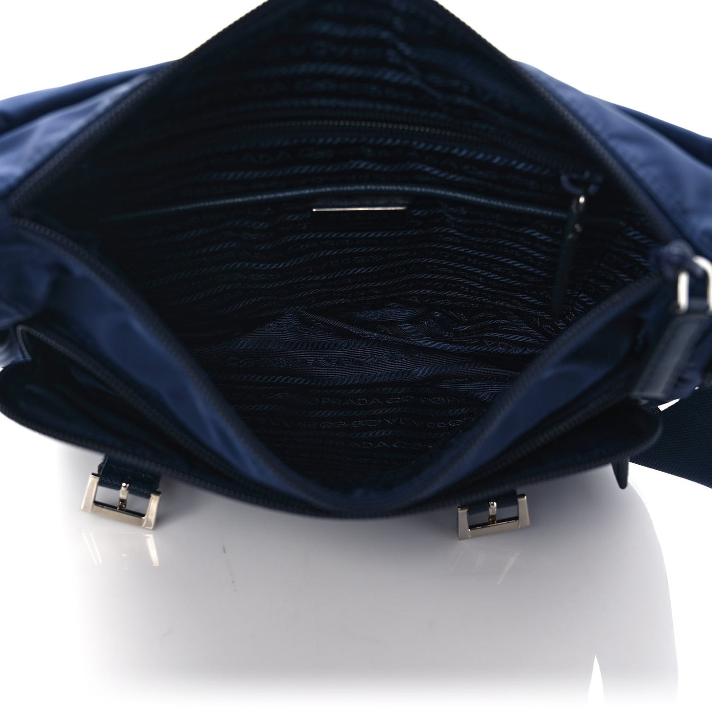 Tessuto Nylon Saffiano Vela Messenger Bag Navy