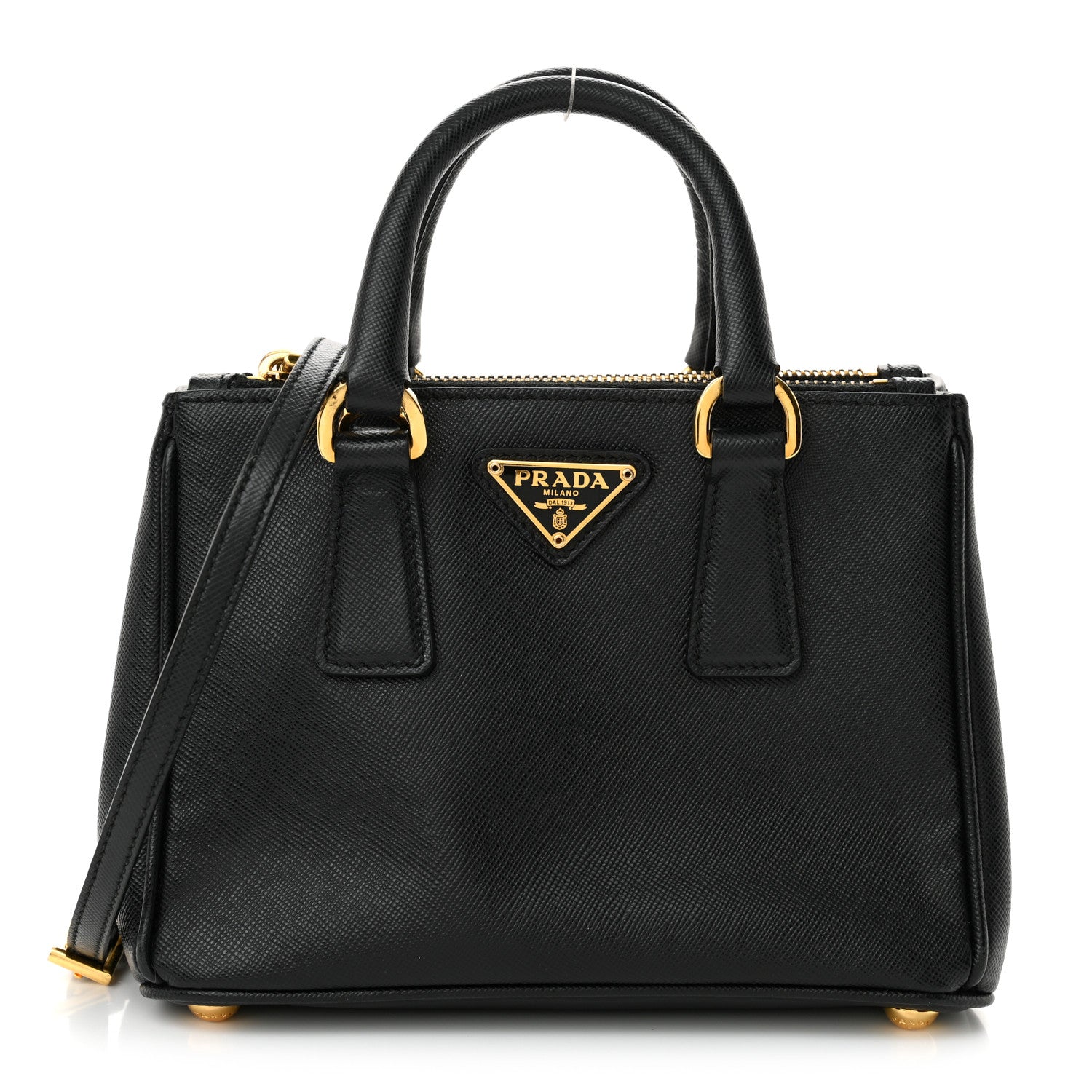 Prada Saffiano Lux Micro Galleria Double Zip Tote Black 1 of 14
