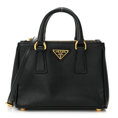 Prada Saffiano Lux Micro Galleria Double Zip Tote Black 1 of 14