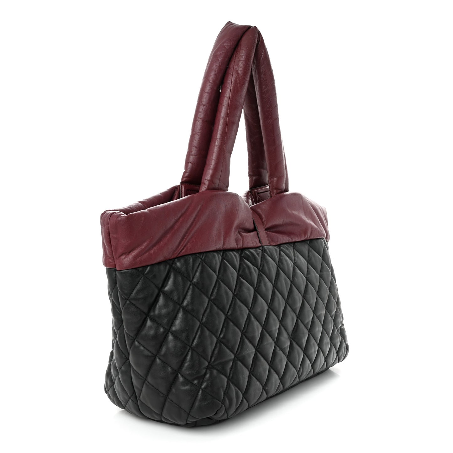 Lambskin Quilted Medium Coco Cocoon Reversible Tote Black