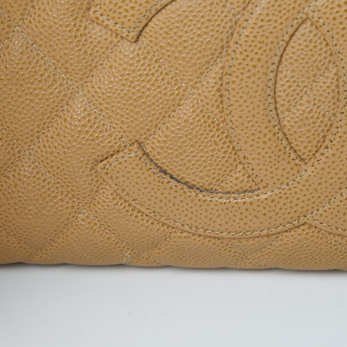 Caviar Quilted Large Bowler Bag Beige