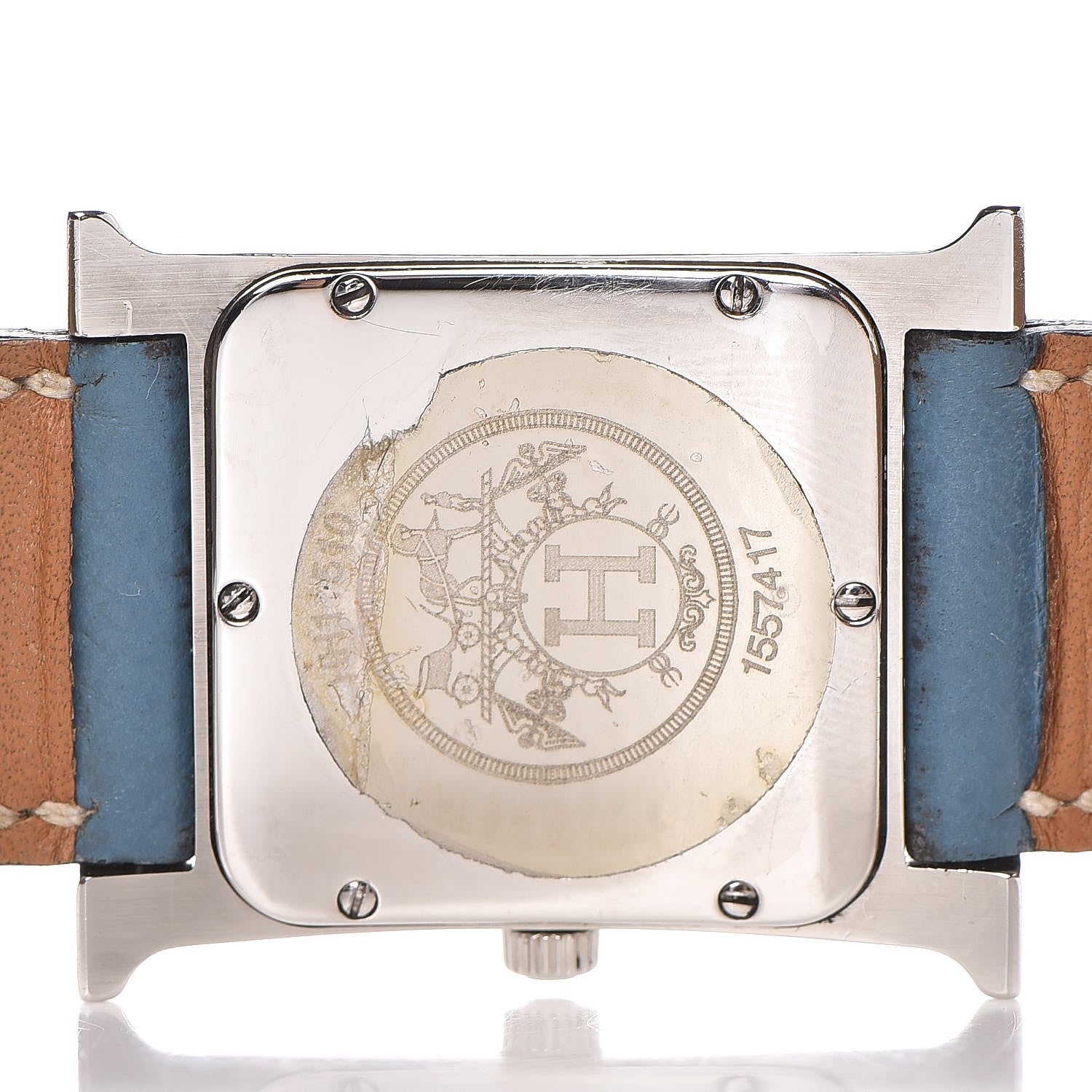 Hermes Stainless Steel Epsom 26mm Heure H Hour Watch Blue Jean 5 of 10