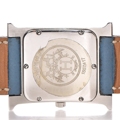 Hermes Stainless Steel Epsom 26mm Heure H Hour Watch Blue Jean 5 of 10