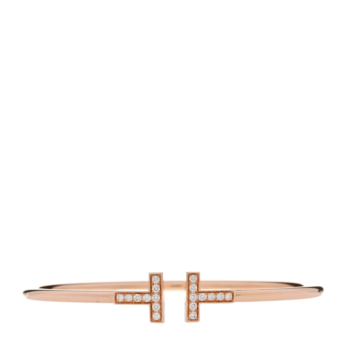 18K Rose Gold Diamond T Wire Bracelet
