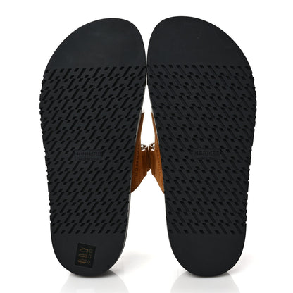 Hermes Suede Goatskin Womens Chypre Sandals 38.5 Naturel 5 of 9