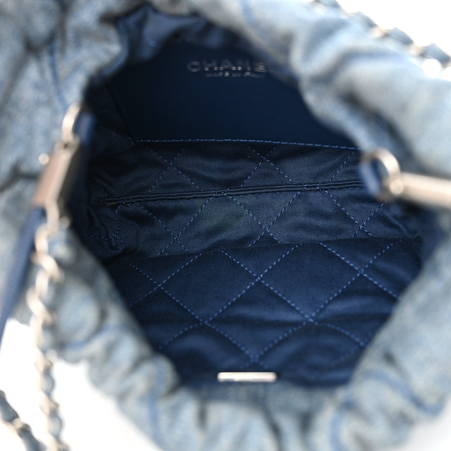Chanel Washed Denim Quilted Studded Mini Chanel 22 Blue 5 of 10