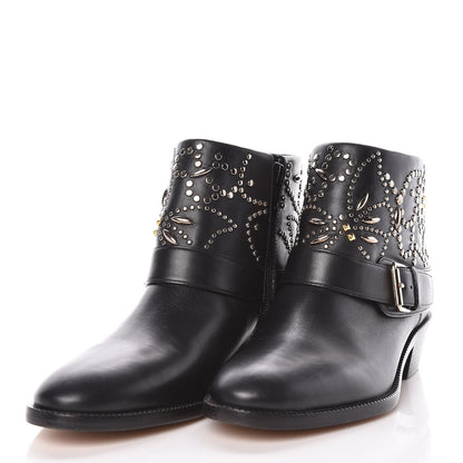 Valentino Garavani Calfskin Studded Ankle Boots 36 Black 3 of 8