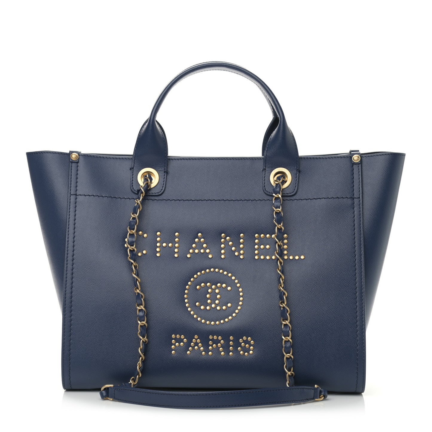 Caviar Small Studded Deauville Tote Navy