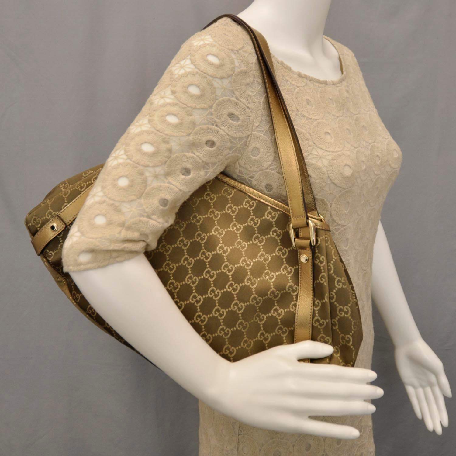 Gucci Satin Monogram Medium Abbey Shoulder Bag Bronze 2 of 8