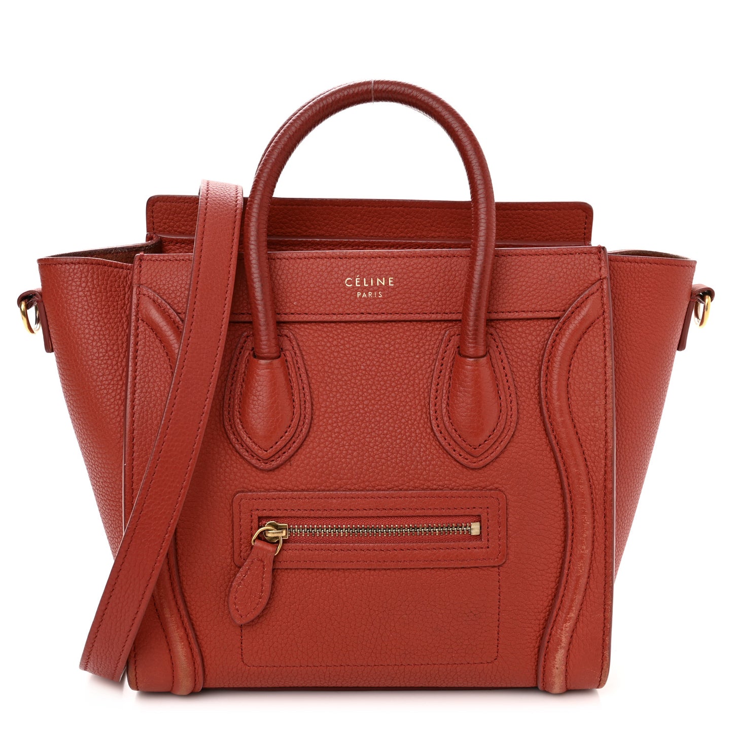 Drummed Calfskin Nano Luggage Red