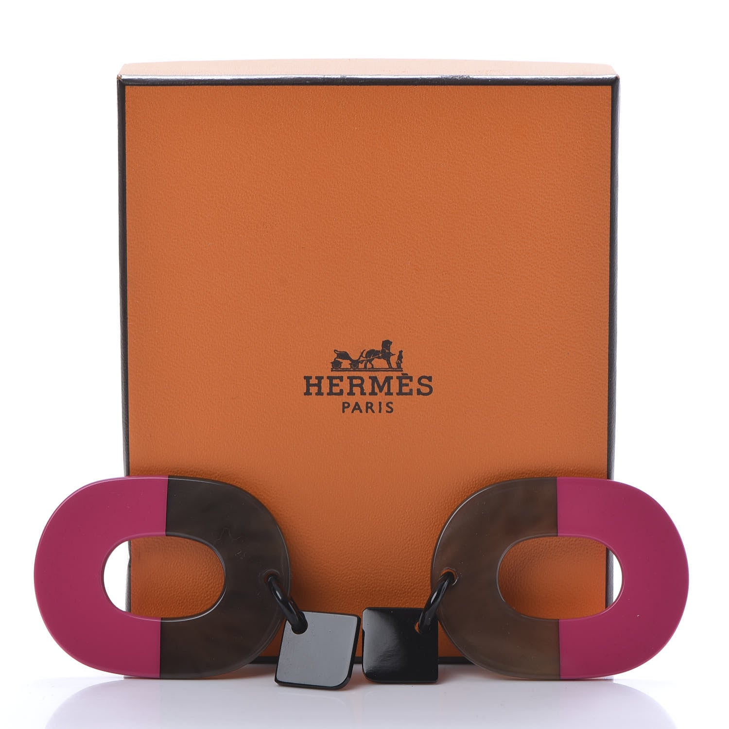 Hermes Buffalo Horn Isthme Earrings Fuchsia 5 of 5