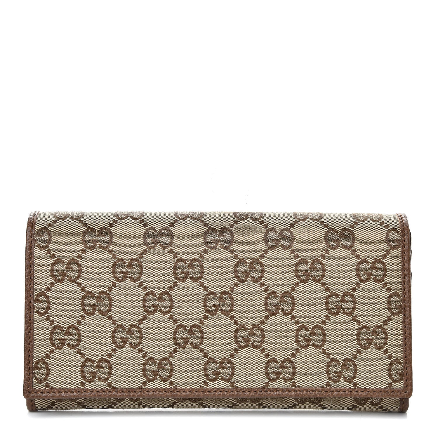 Gucci Monogram Dollar Calfskin Continental Flap Wallet Beige Ebony Tabacco 1 of 8