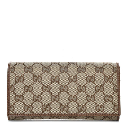 Gucci Monogram Dollar Calfskin Continental Flap Wallet Beige Ebony Tabacco 1 of 8