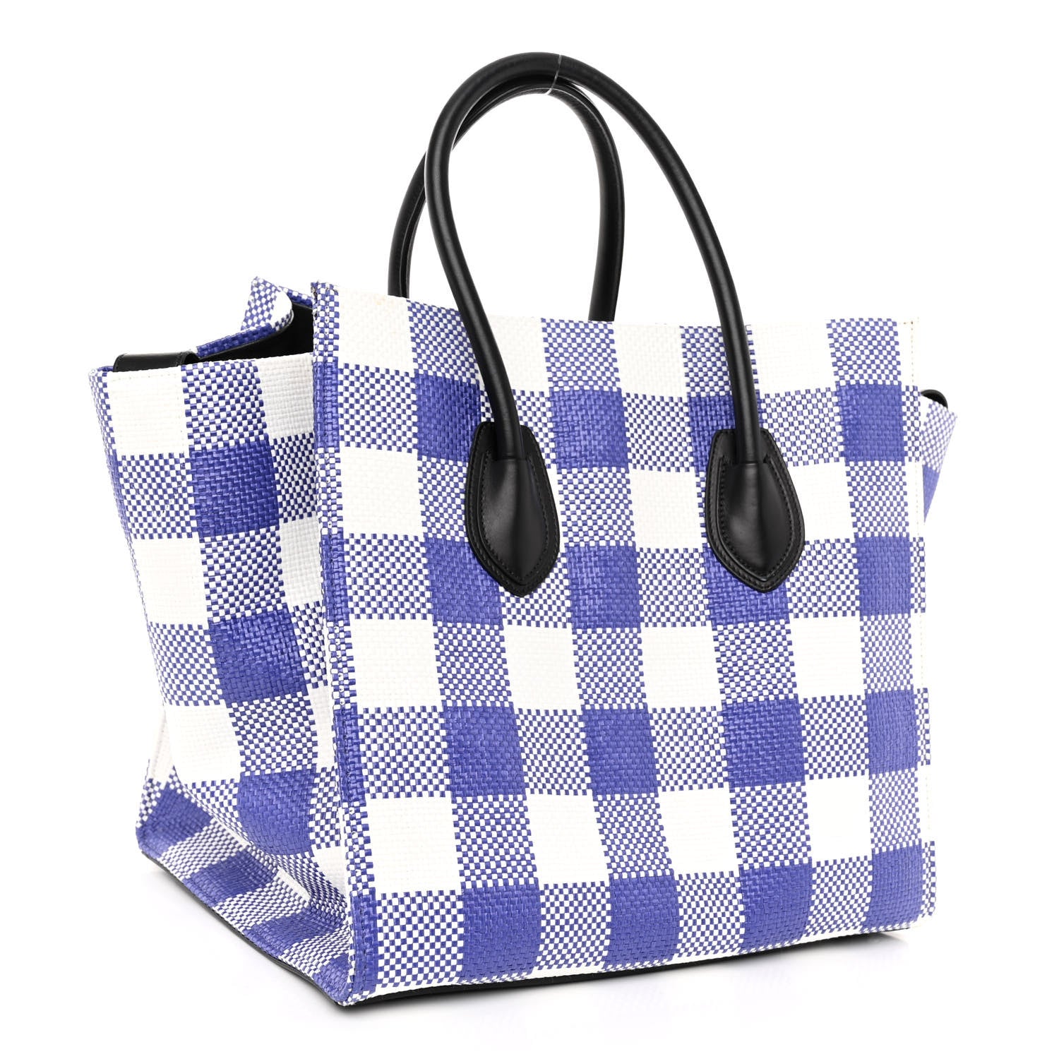 Celine Gingham Woven Medium Phantom Luggage Cobalt 3 of 9
