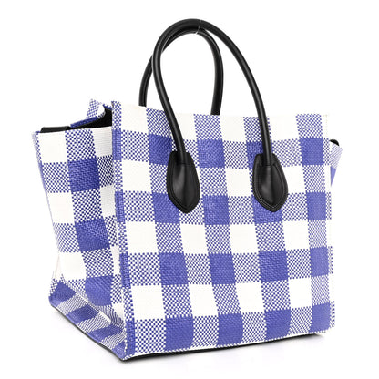 Celine Gingham Woven Medium Phantom Luggage Cobalt 3 of 9