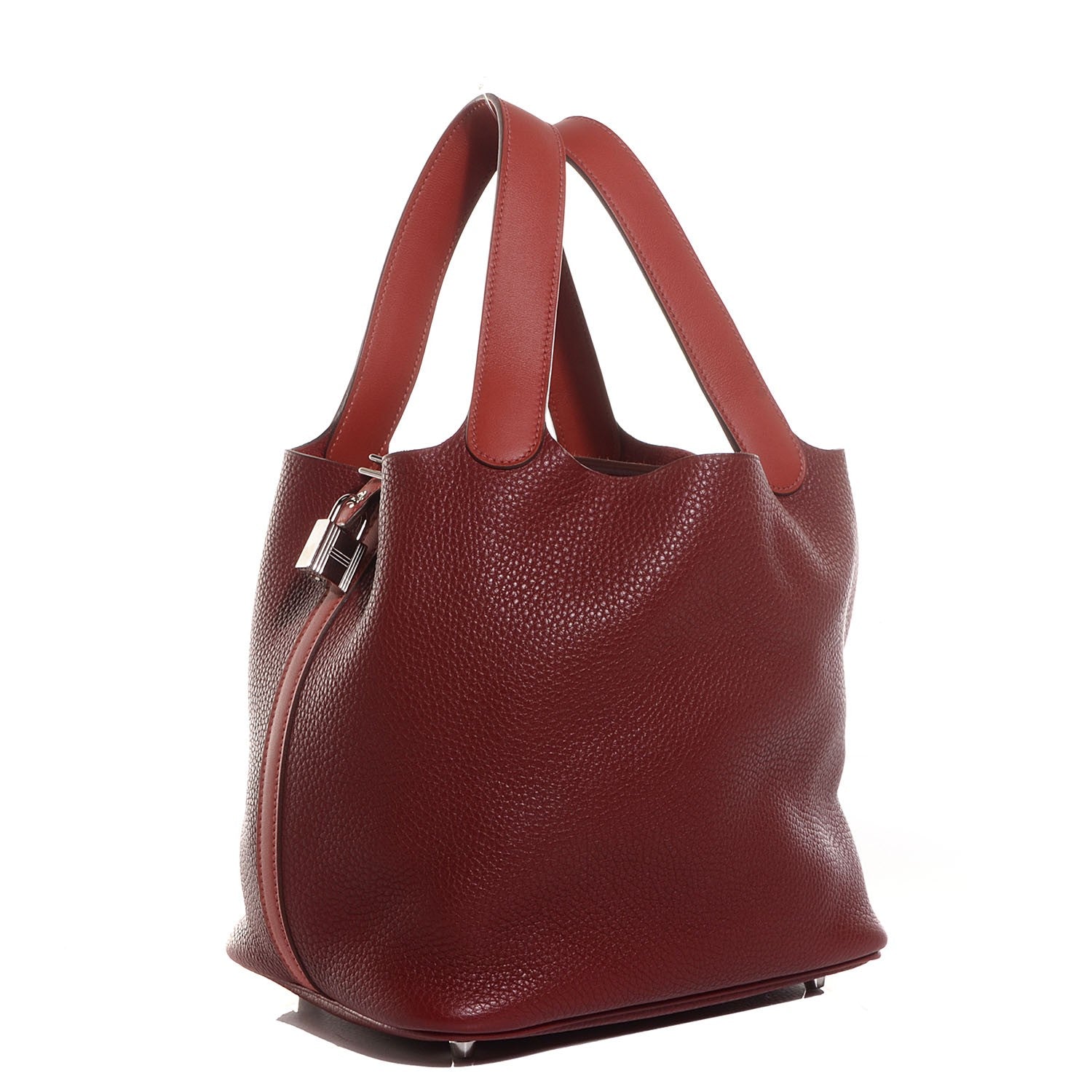 Hermes Taurillon Clemence Bi-Color Picotin Lock 22 MM Rouge H Brique 3 of 12