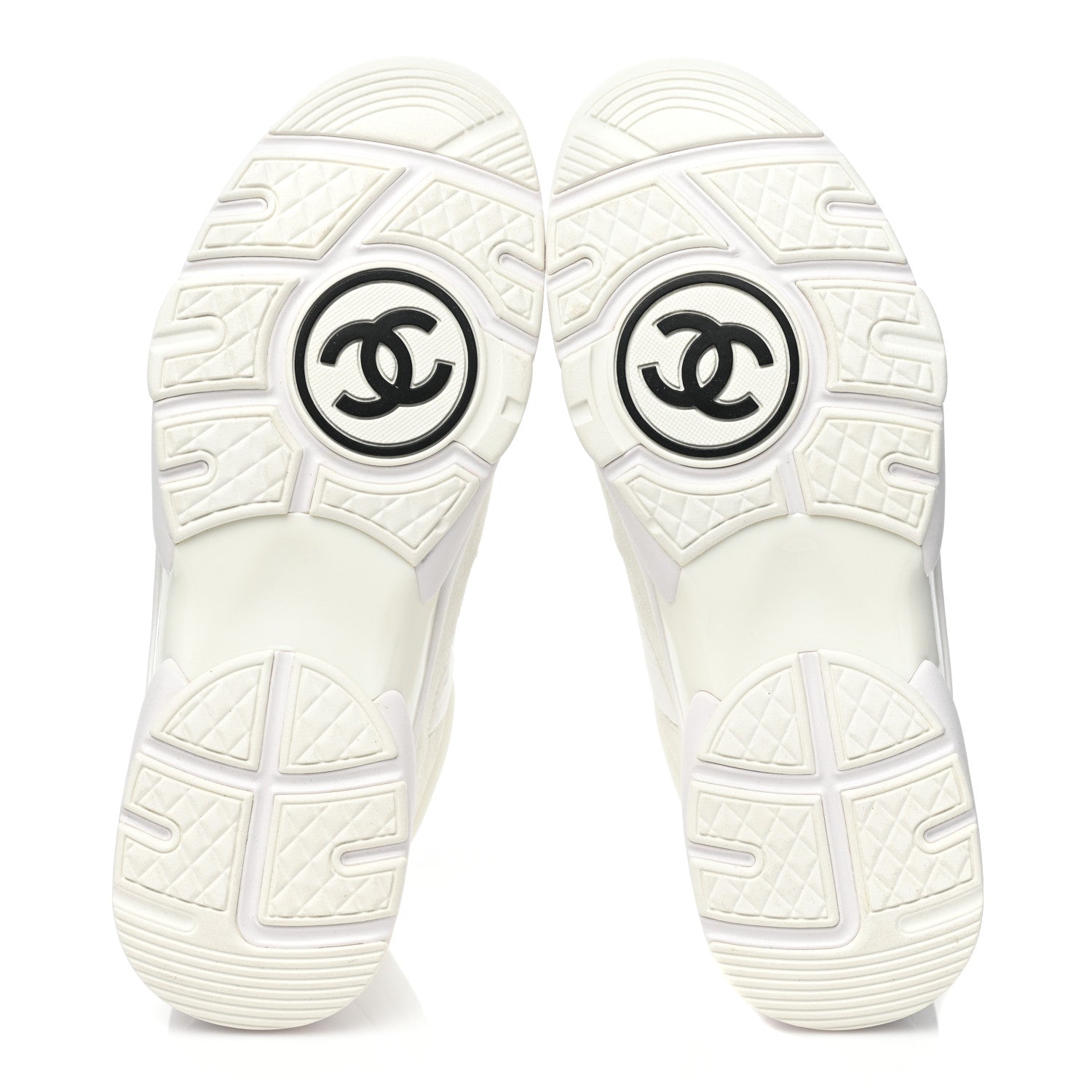Chanel Suede Calfskin Fabric CC Sneakers 38.5 White 5 of 7