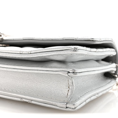 Christian Dior Metallic Lambskin Cannage Mini My Dior Top Handle Clutch Silver 9 of 10