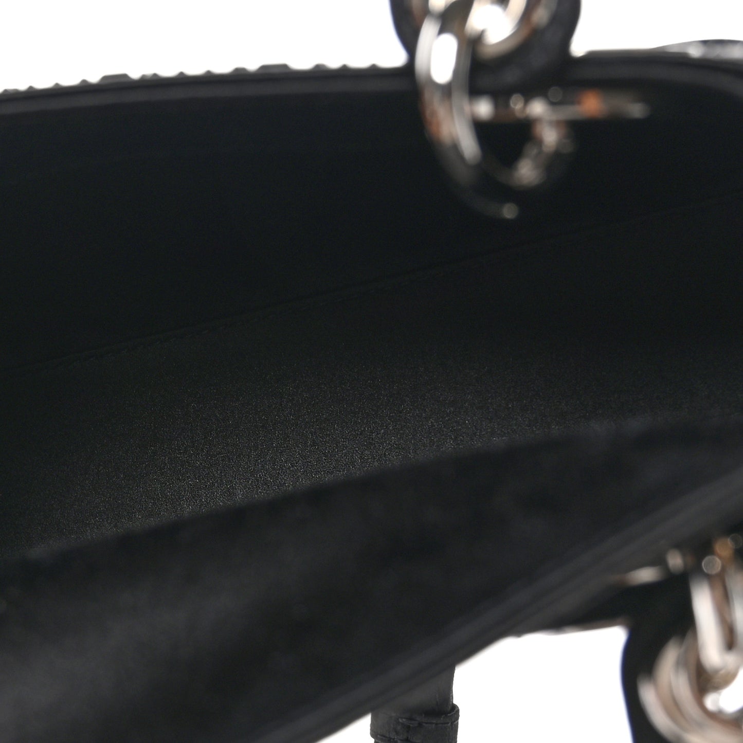 Satin Crystal Cannage Mini Lady Dior Black