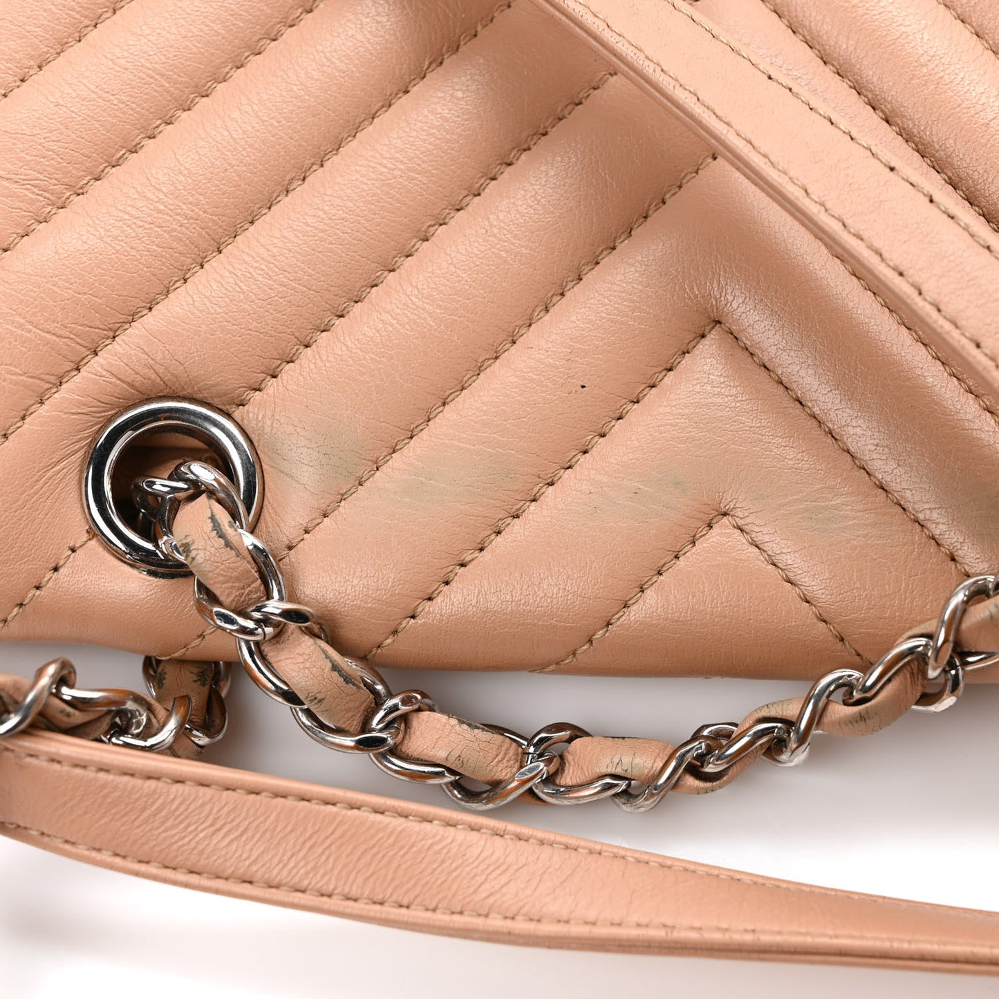 Calfskin Chevron Quilted Small Urban Spirit Backpack Beige