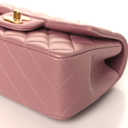 Chanel Iridescent Lambskin Quilted Mini Top Handle Rectangular Flap Pink 9 of 10