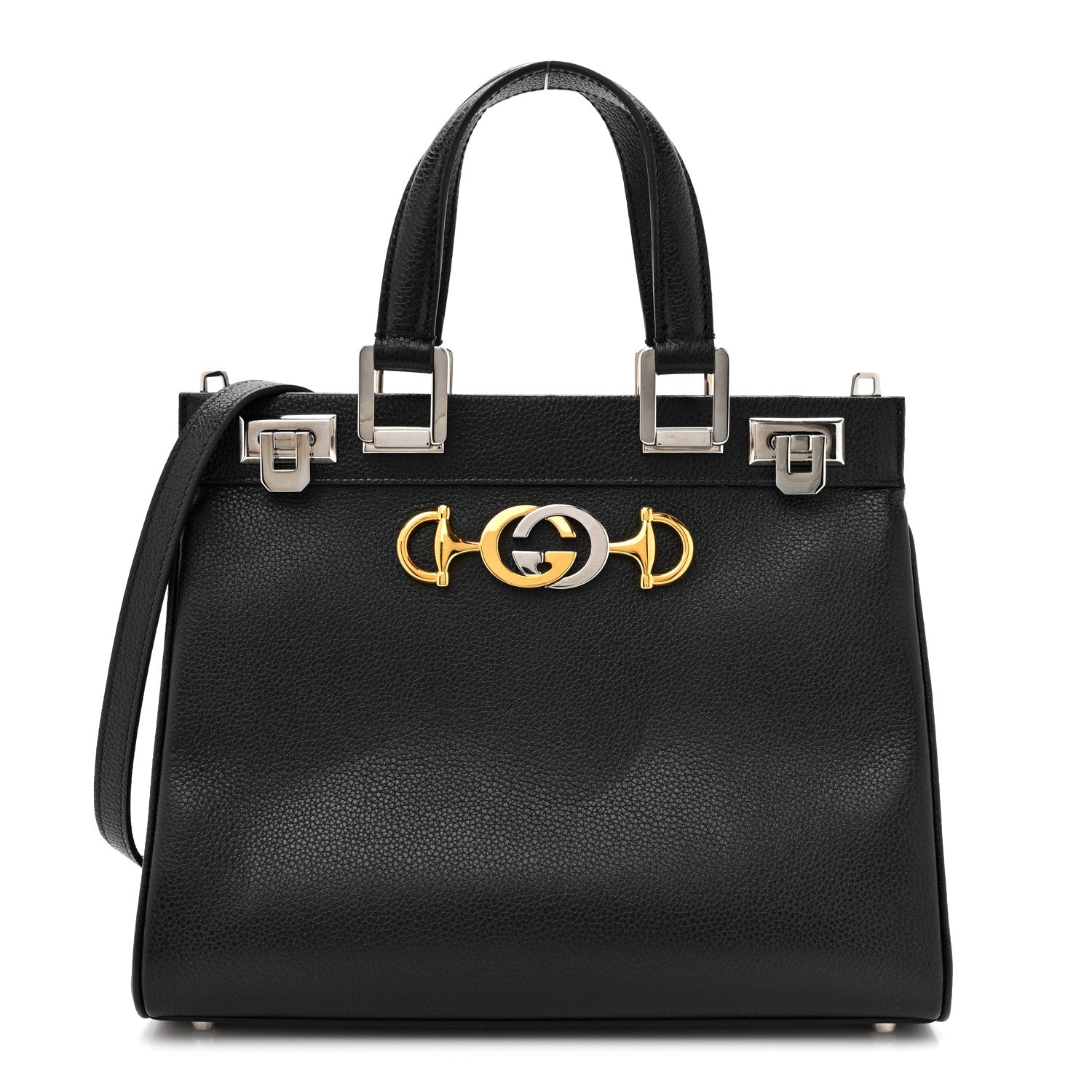 Gucci Grainy Calfskin Small Zumi Top Handle Bag Black 1 of 11