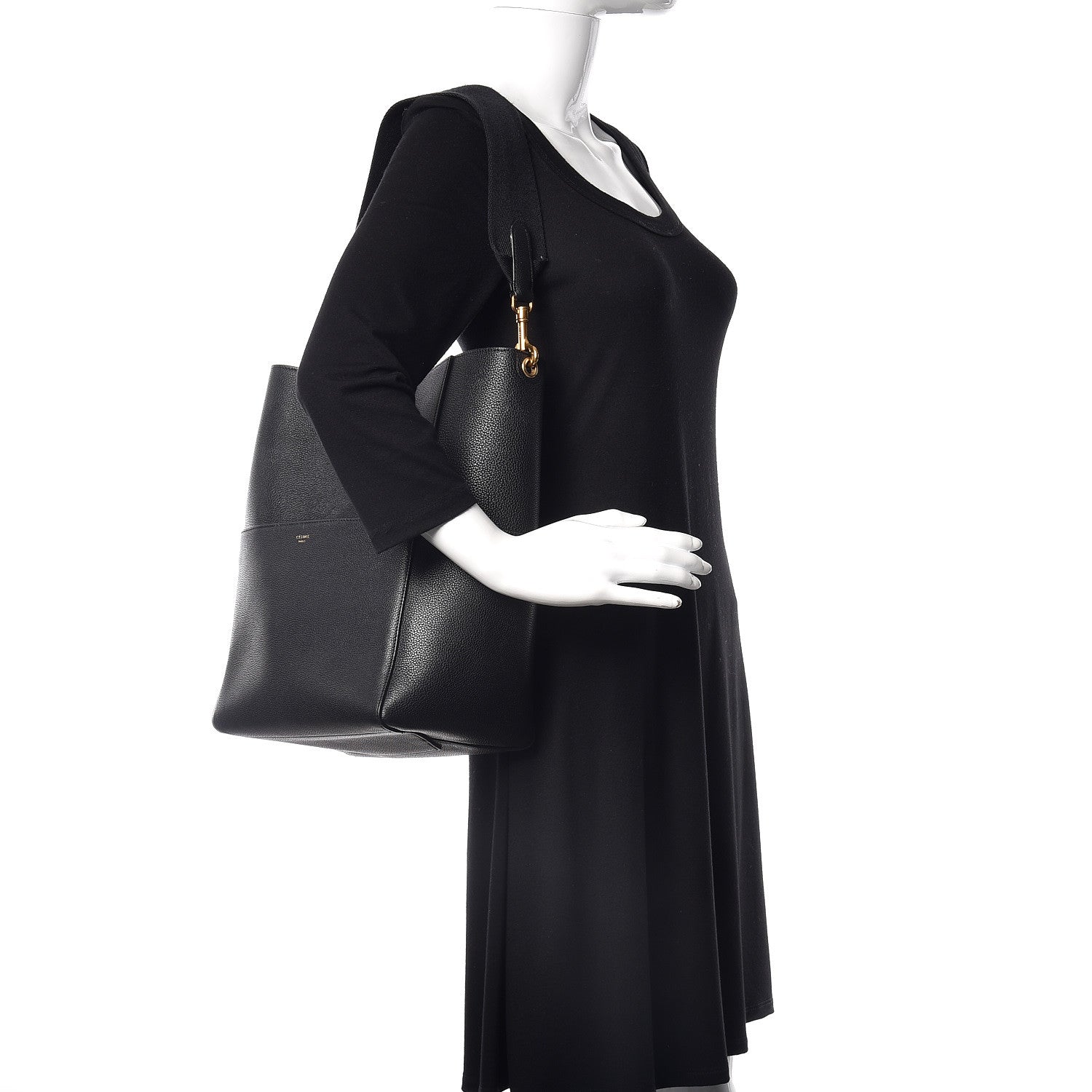 Celine Soft Grained Calfskin Sangle Bucket Bag Black 2 of 13