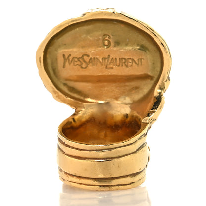 Saint Laurent Glass Cabochon Arty Ovale Ring 52 6 Gold Turquoise 3 of 5