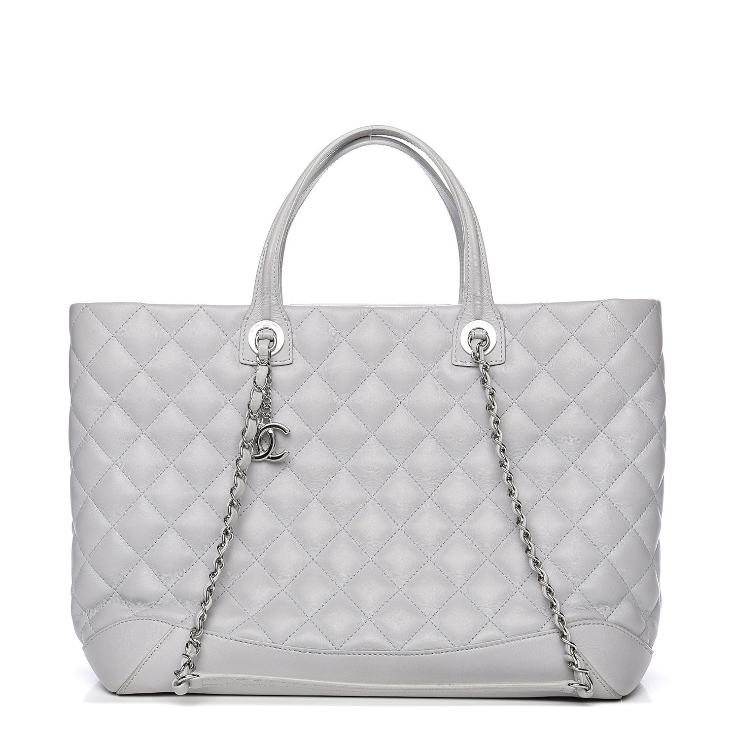 Calfskin Quilted Large Easy Shopping Tote Grey