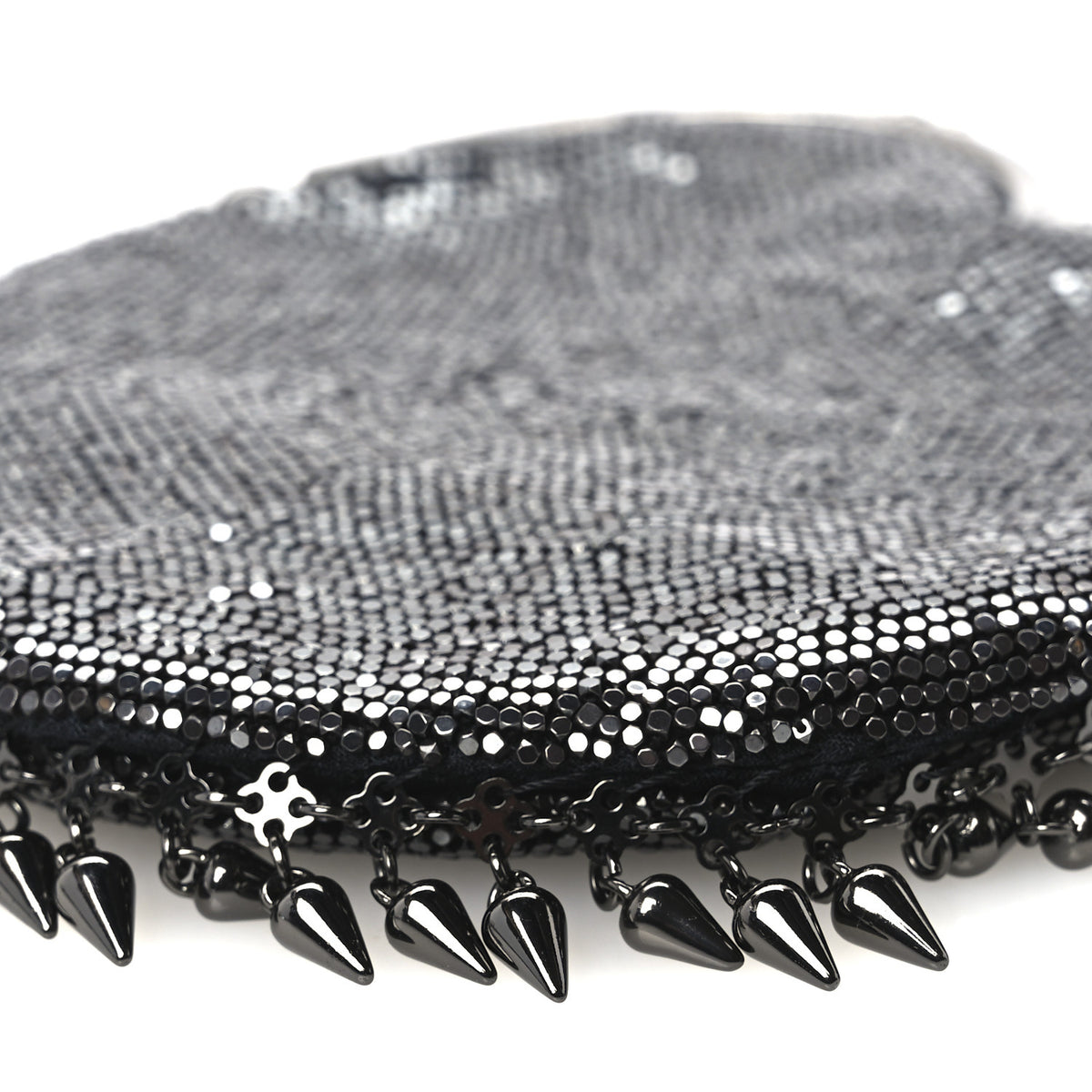 Satin Mesh Studded Mini Heart Bag Dark Rutenio