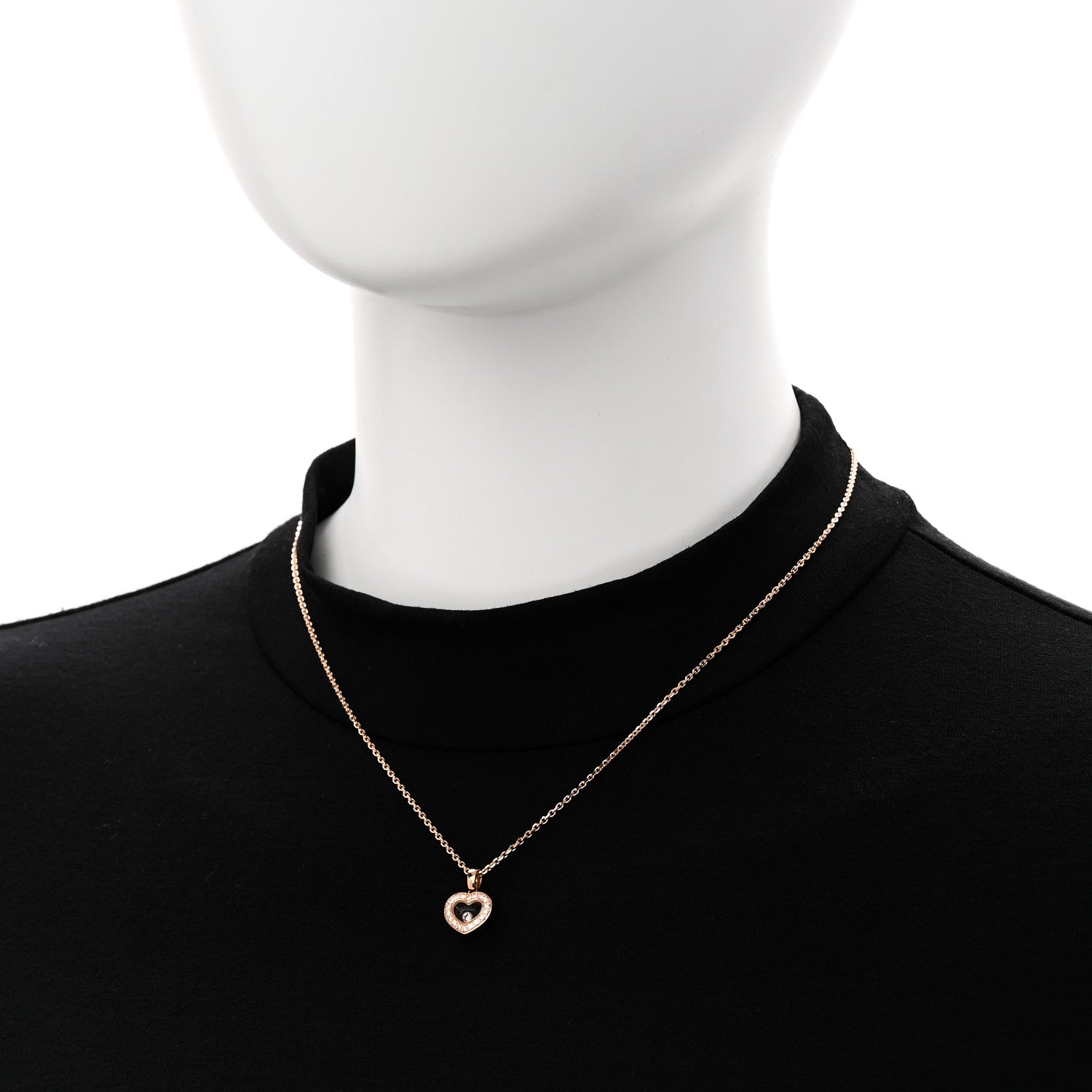 Chopard 18K Rose Gold Diamond Happy Diamonds Icon Heart Pendant Necklace 2 of 8