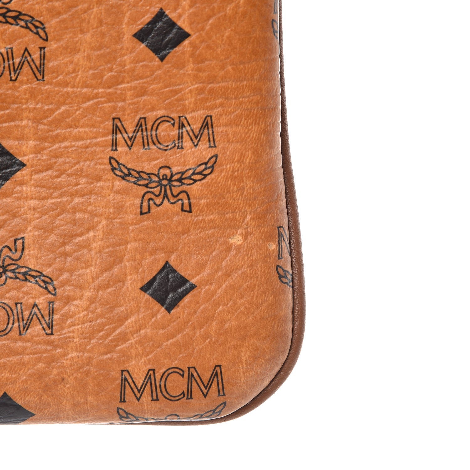 MCM Visetos Liz Shopper Tote Pouch Cognac 12 of 14