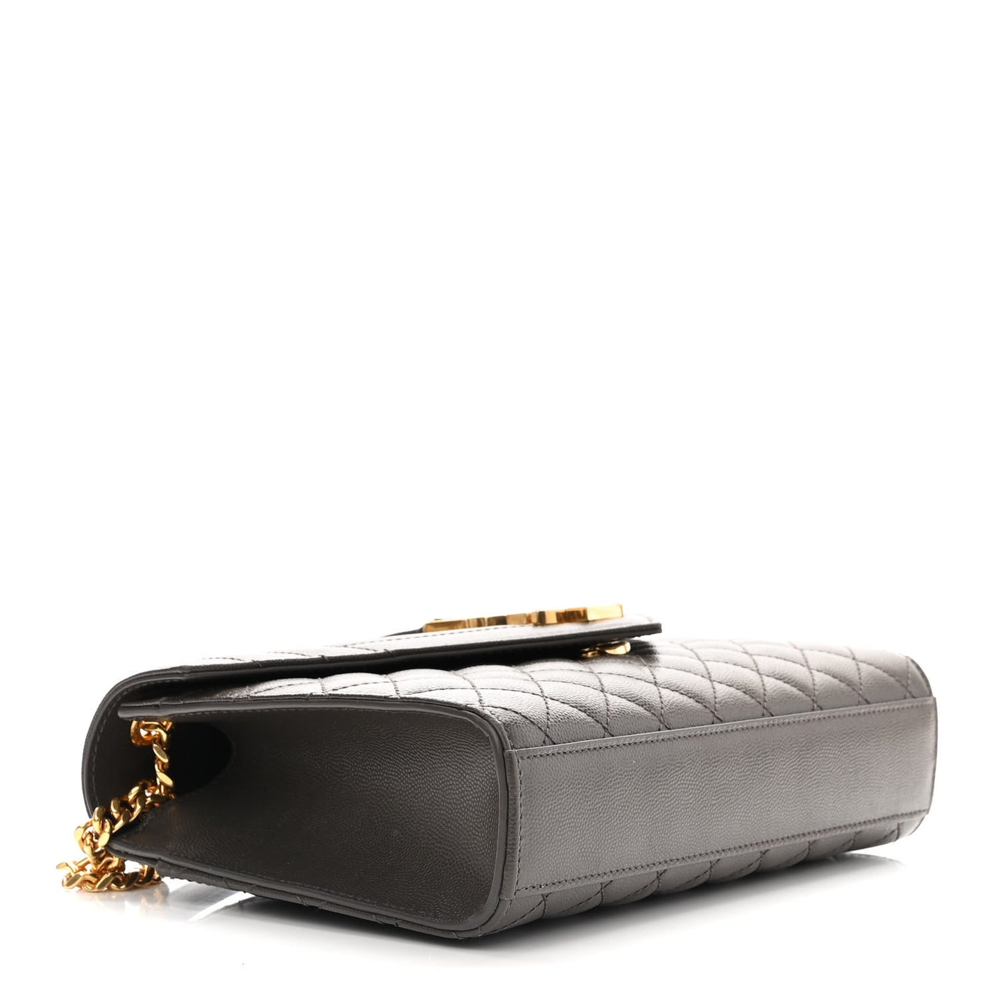 Grain De Poudre Textured Mixed Matelasse Medium Triquilt Monogram Satchel Fog