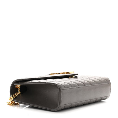 Saint Laurent Grain De Poudre Textured Mixed Matelasse Medium Triquilt Monogram Satchel Fog 4 of 9