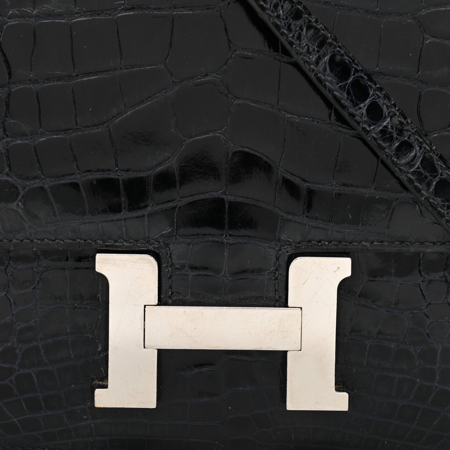 Hermes Shiny Alligator Constance 18 Bleu Marine 8 of 11