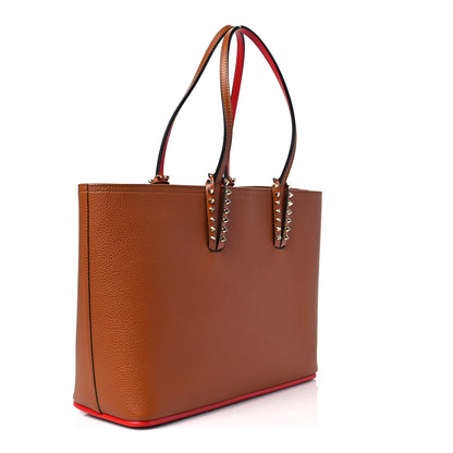 Christian Louboutin Calfskin Empire Spikes Small East West Cabata Tote Brown 4 of 8