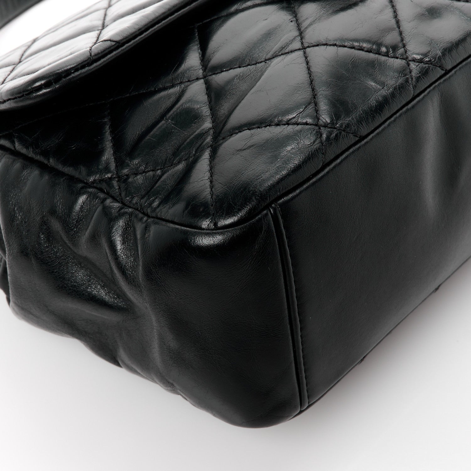 Chanel Glazed Calfskin Quilted Medium Gold Bar Top Handle Flap Black 10 of 11