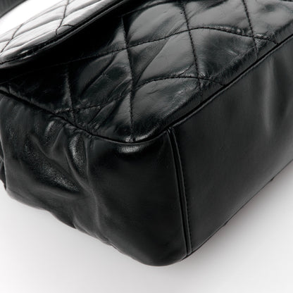 Chanel Glazed Calfskin Quilted Medium Gold Bar Top Handle Flap Black 10 of 11