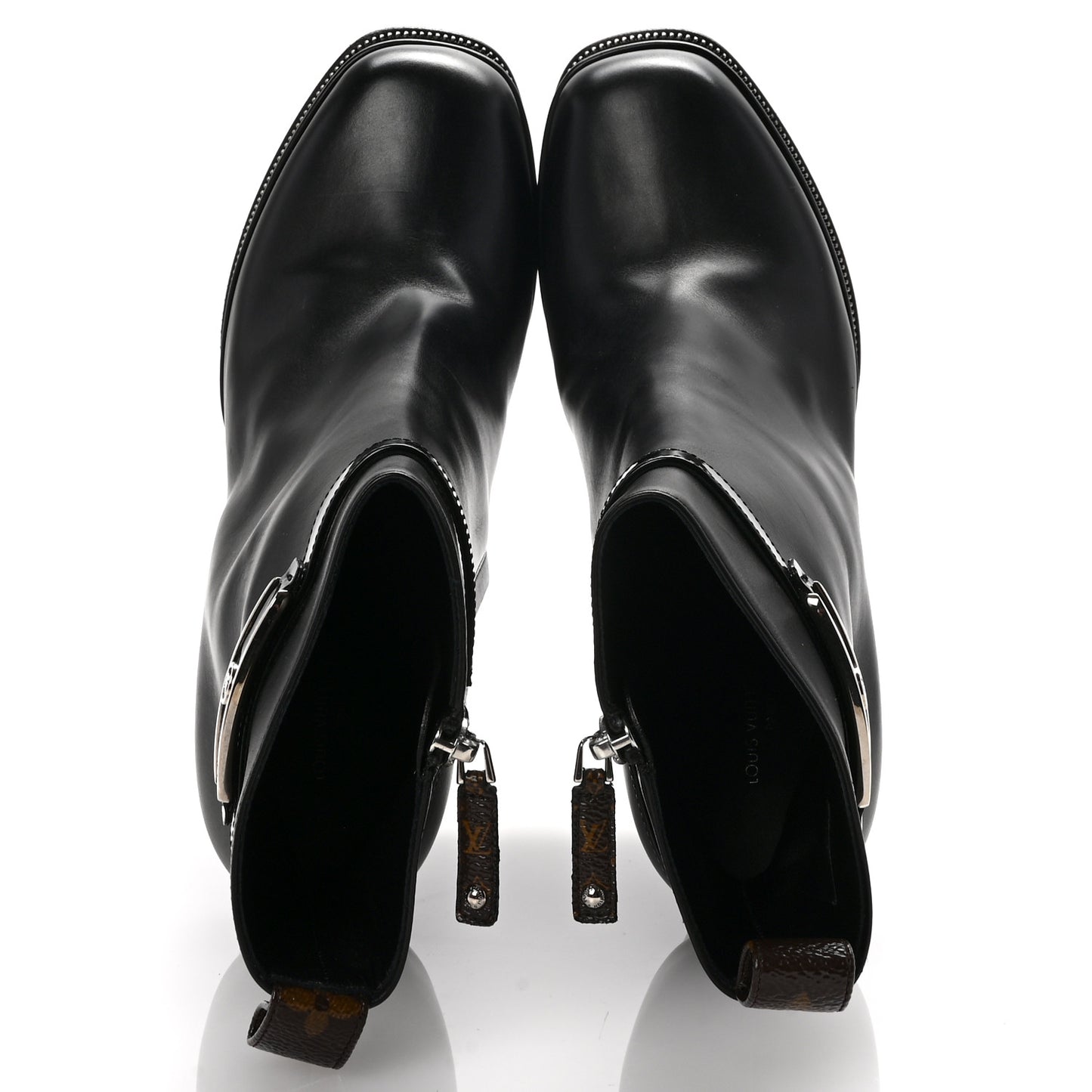 Calfskin Monogram Platform Ankle Boots 39 Black