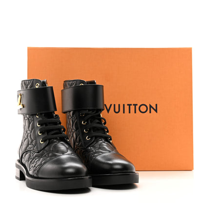 Louis Vuitton Calfskin Embossed Wonderland Ranger Boots 37 Black 8 of 8