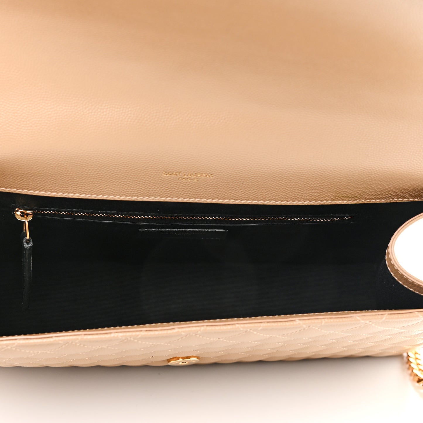 Grain De Poudre Textured Mixed Matelasse Triquilt Large Monogram Satchel Natural Tan