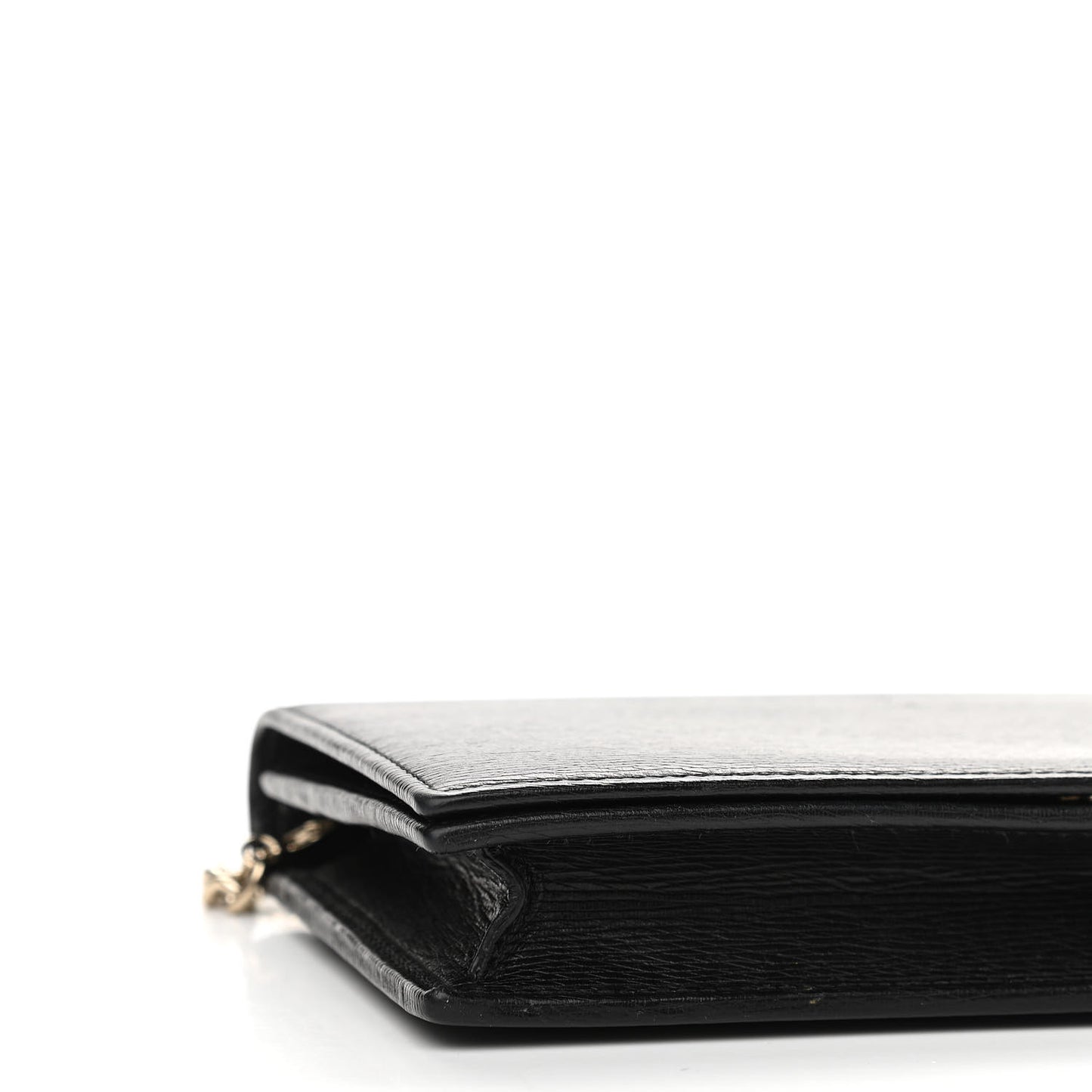 Textured Calfskin Medium Betty Chain Wallet Black
