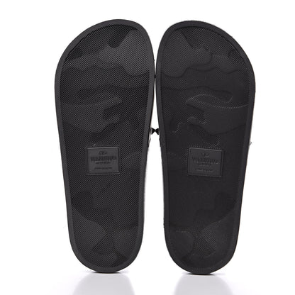 Valentino Garavani Rubber Rockstud Slide Sandals 39 Black 5 of 8