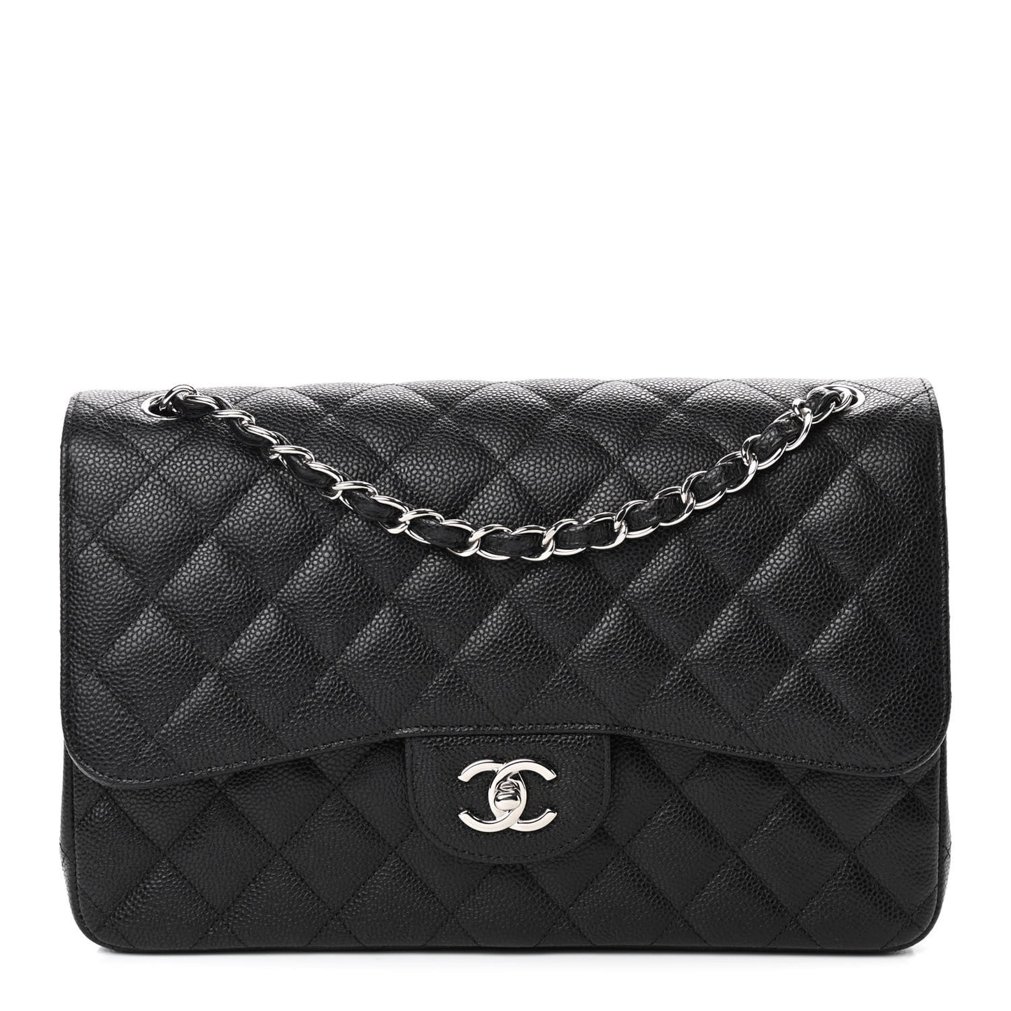 Caviar Quilted Jumbo Double Flap Black