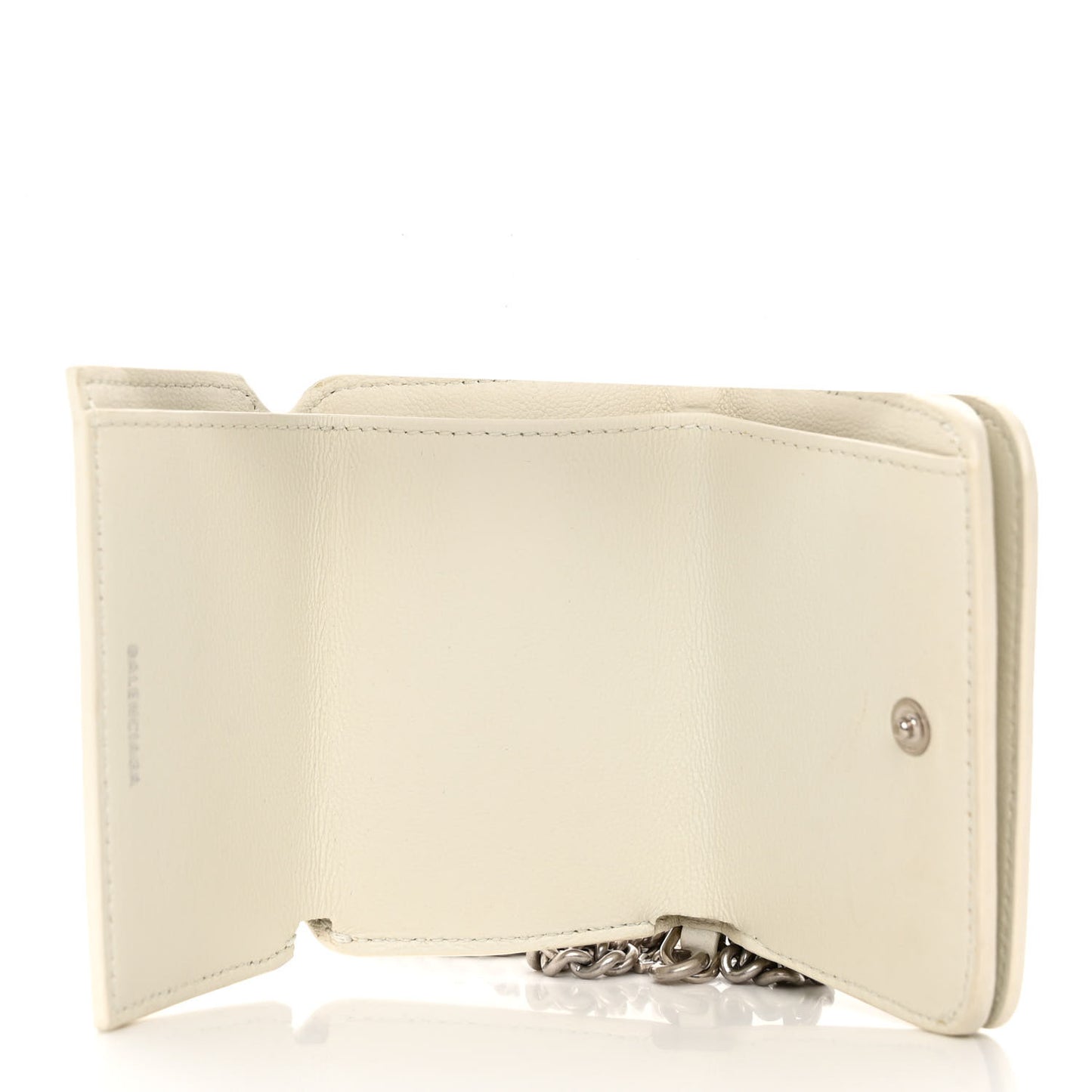 Grained Calfskin Logo Mini Cash Wallet On Chain White Black