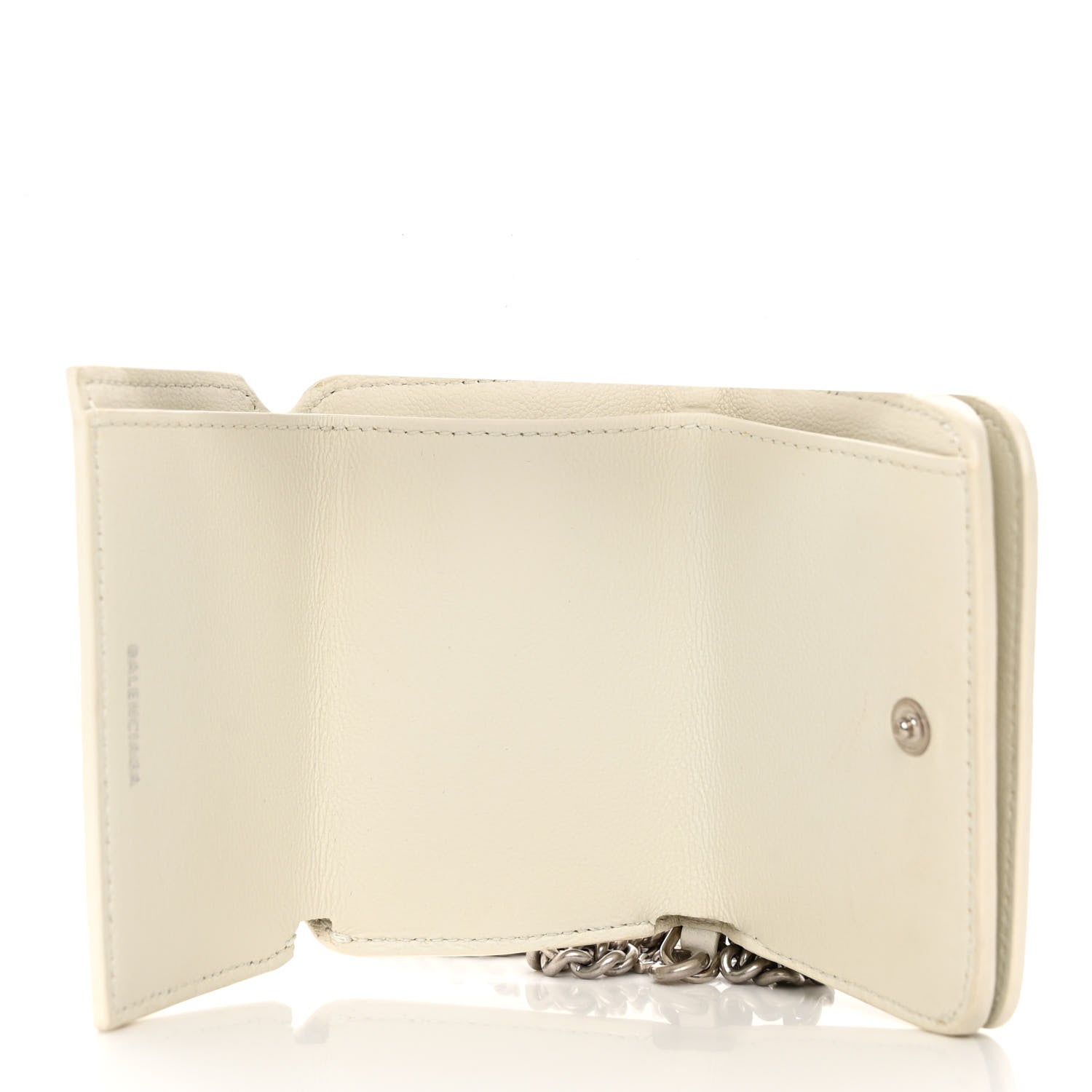 Balenciaga Grained Calfskin Logo Mini Cash Wallet On Chain White Black 6 of 11